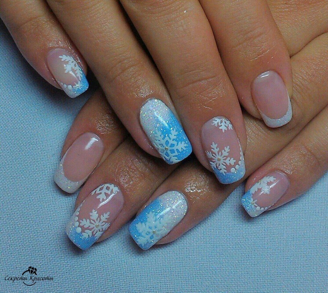 Winter Nails Gelove Nehty Modre Nehty Design Nehtu