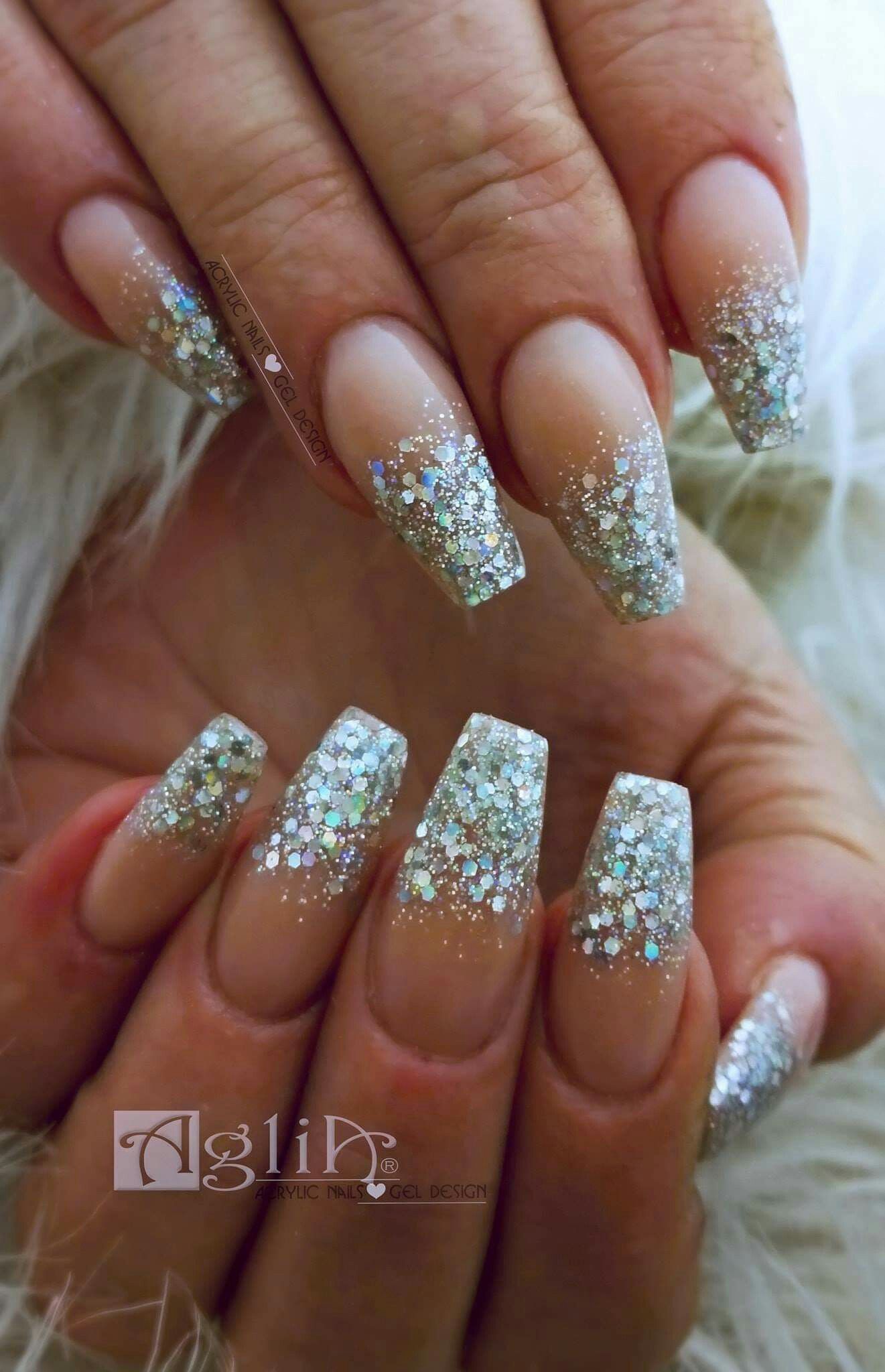 Acrylic Nails Gel Design Glitters Nails