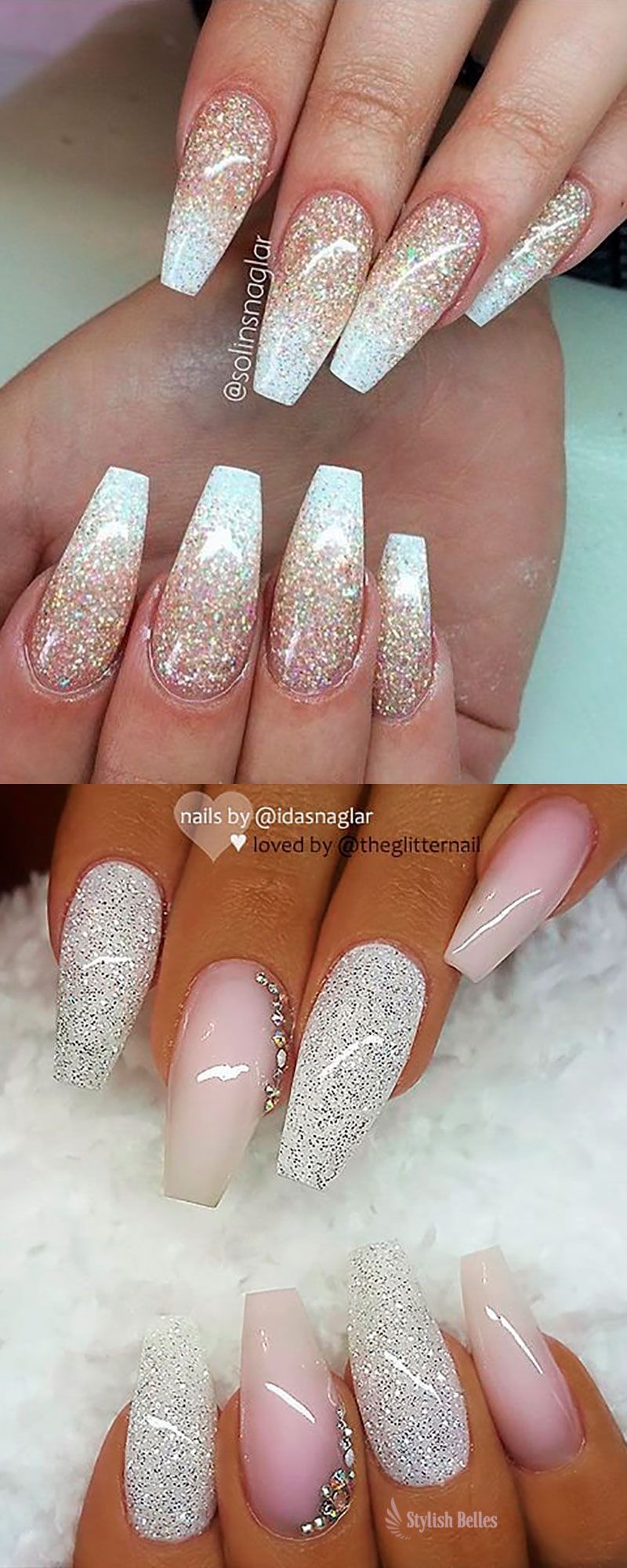 Gorgeous Ombre Glitter Coffin Nails Ideas Gelove Nehty Nehty Ombre
