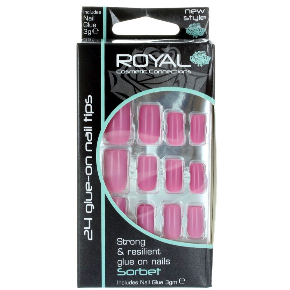 Royal 30 Glue On Nail Tips Sorbet Ruzove Umele Nehty Sada S 3g Lepidlem 24ks Normain Kosmeticka Inspirace