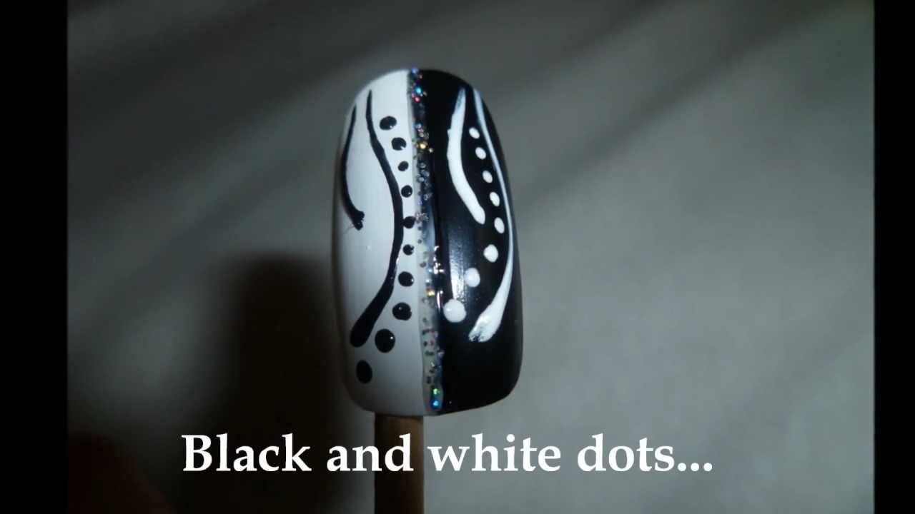 Black And White Nail Design Cernobile Nehty Youtube