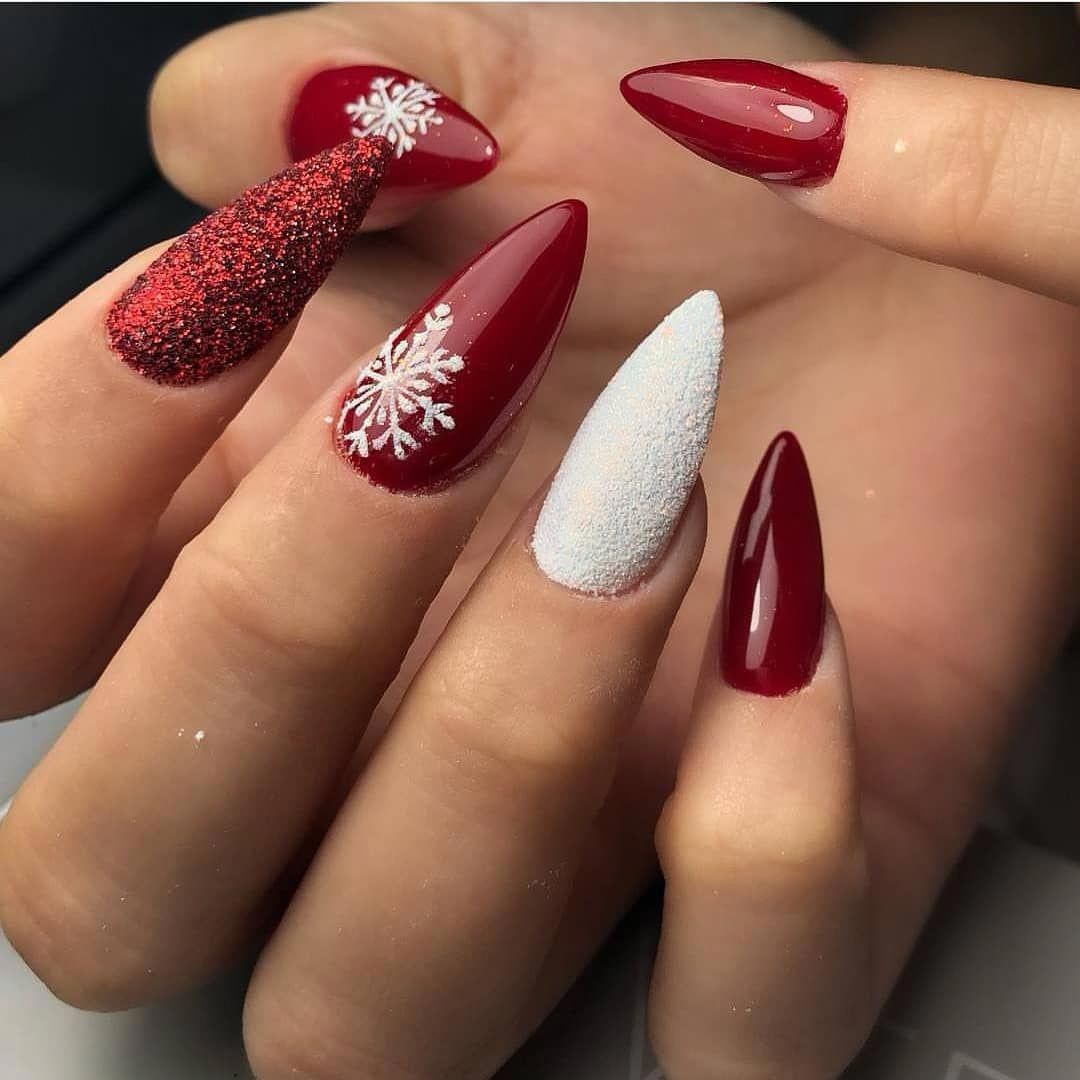 80 Winter Nail Art Design Ideas Click Here For Larger Image Red Nails Stiletto Winter Nails Acrylic Water Ombre Nehty Design Nehtu Nail Art