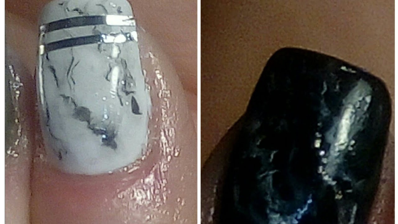 Black And White Marble Gel Nails Cerno Bile Mramorove Gelove Nehty Youtube