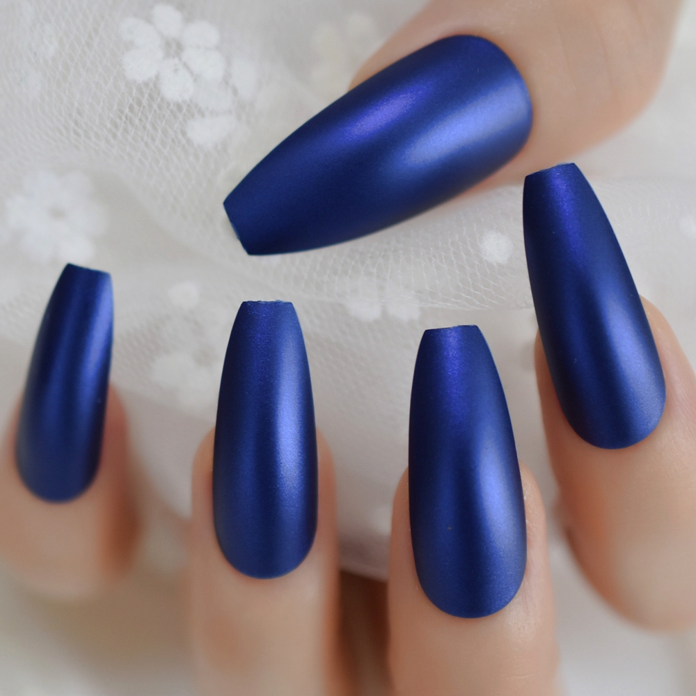 Long Ballerina Fake Nails Matte Diamond Blue Frosted Surface Ladies Extreme Long Faux Ongle Pre Designed Aliexpress Com Imall Com