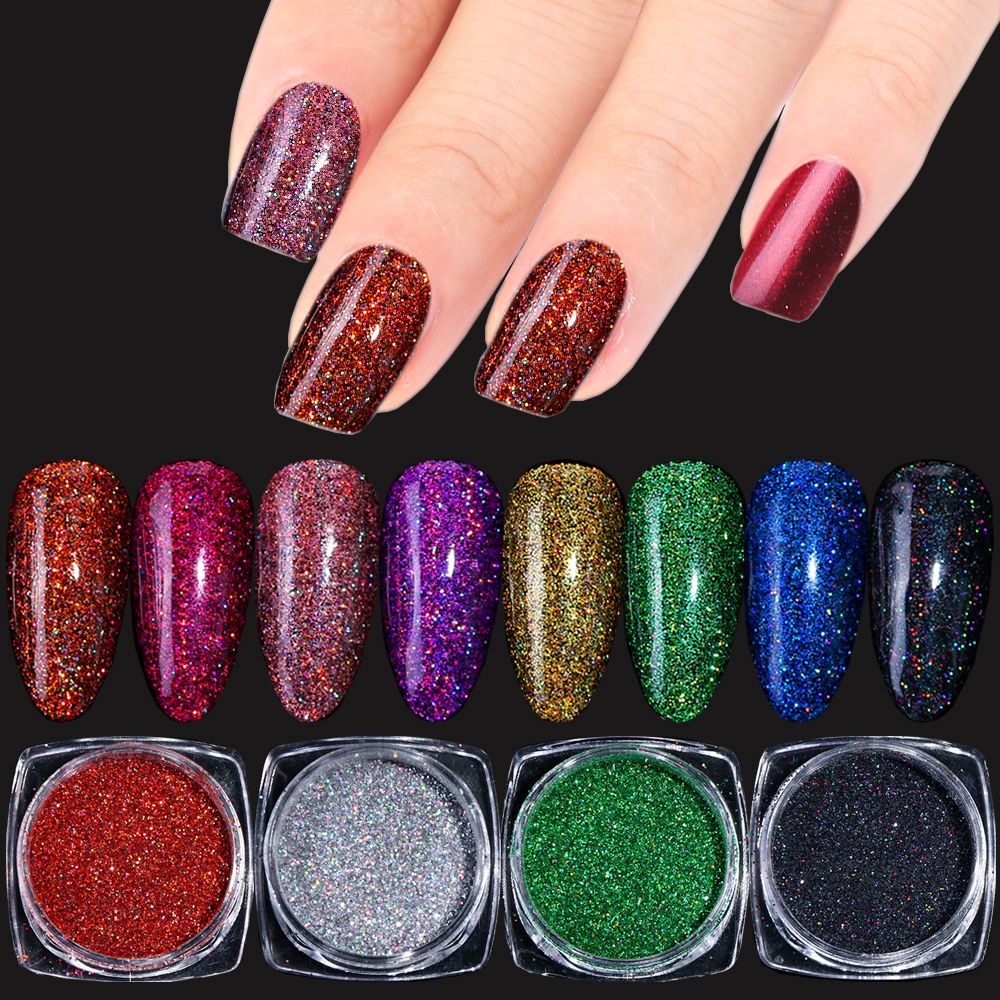 1box Laser Nail Glitter Powder Sparkly Chrome Pigment For Nails Holo Shimmer Dust Gel Polish Flakes Manicure Decoration Trl01 16 Aliexpress