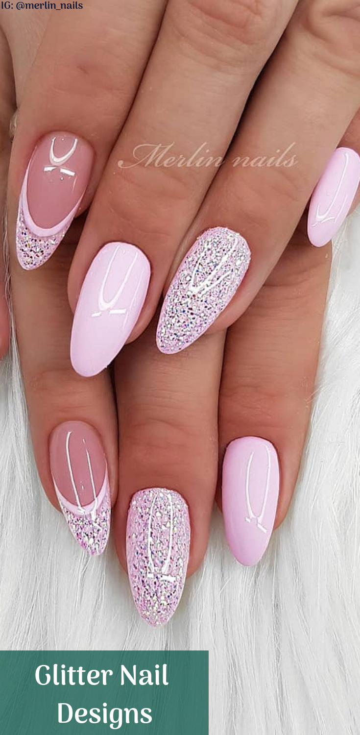 Nail Shapes Natural Make Up Nailshapesclassy Nail Designs Glitter Pink Nails Nails