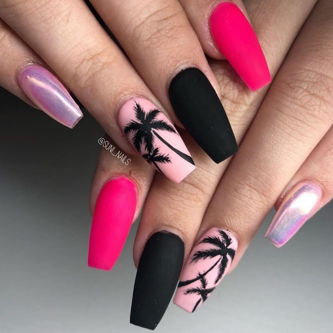 59 Amazing Palm Tree Nail Designs For Summer Design Nehtu Gelove Nehty Pastelove Nehty