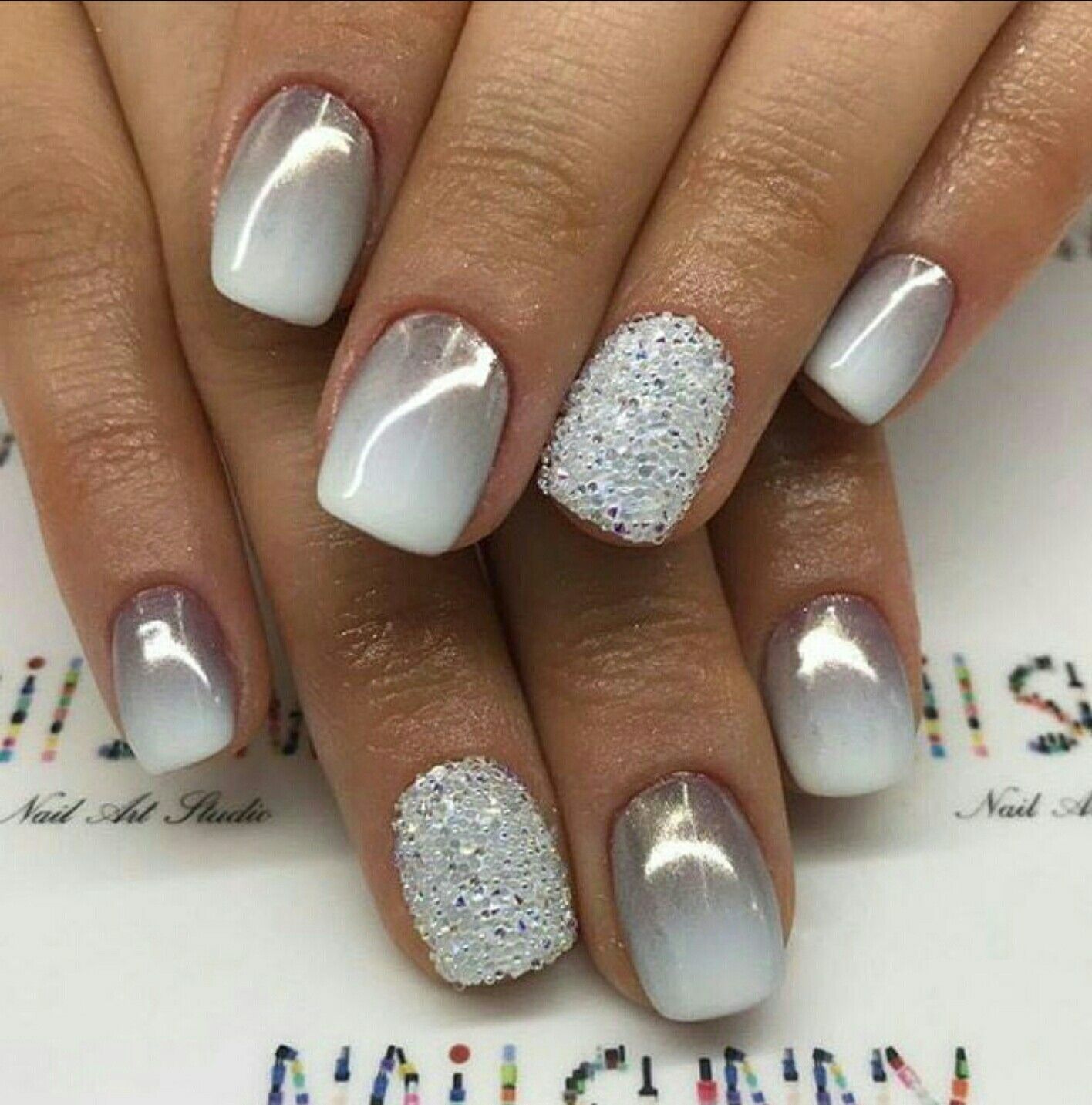 Gray To White Ombre Nails Prom Nail Designs Ombre Nails Prom Nails