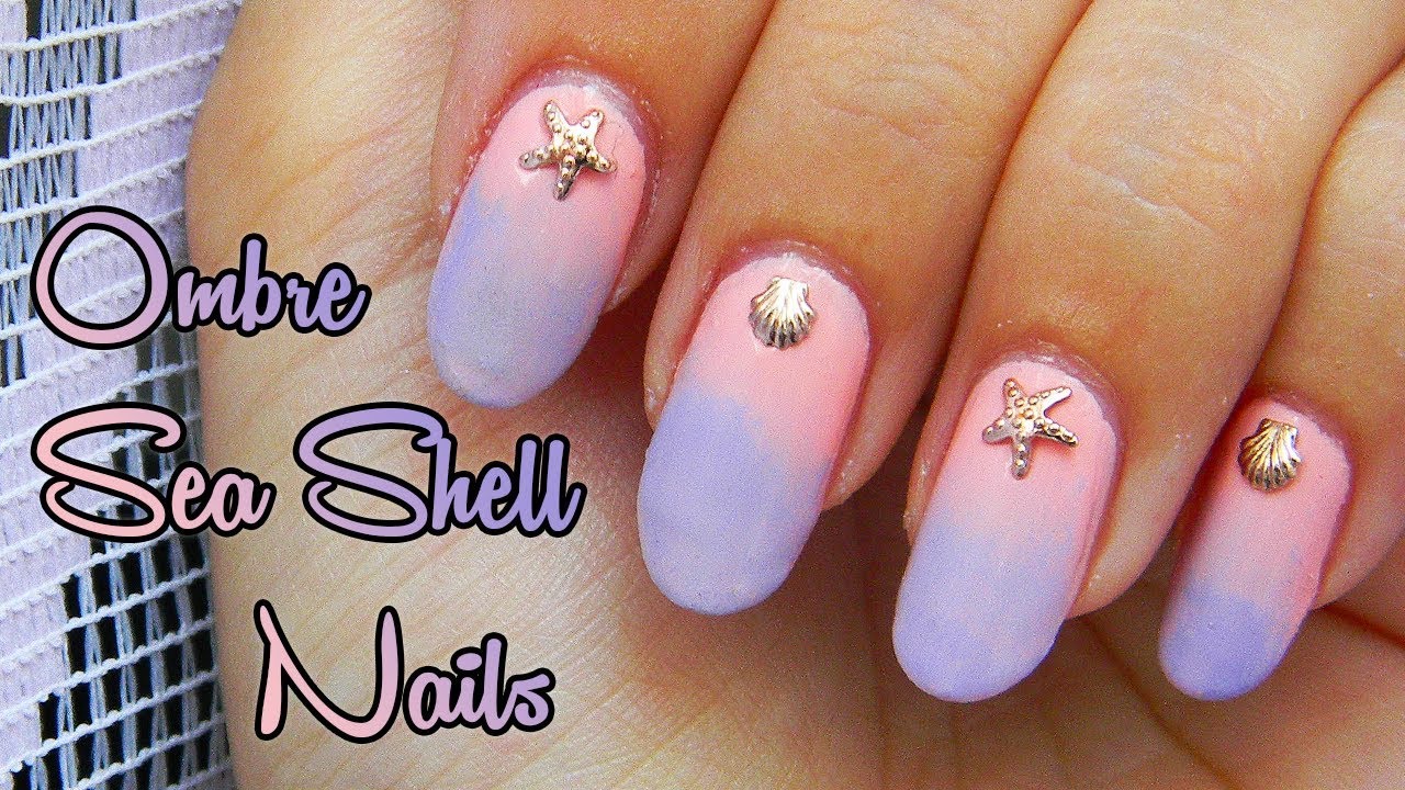 Ombre Sea Shell Nails Ombre Nechty S Muslami Youtube
