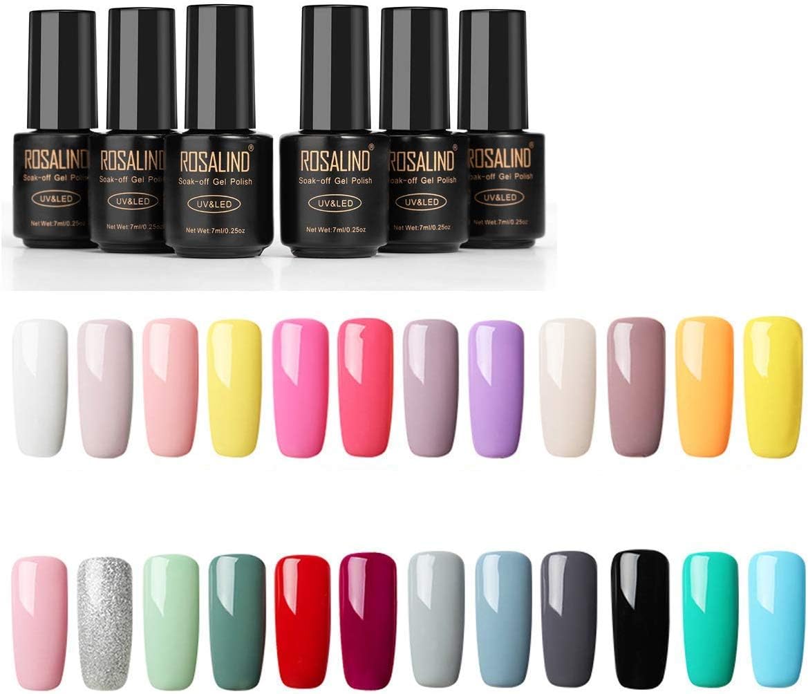 Amazon Com Rosalind Gel Nail Polish 24 Colors Set Semi Permanent Varnish Soak Off Nail Art Design 7ml Health Personal Care