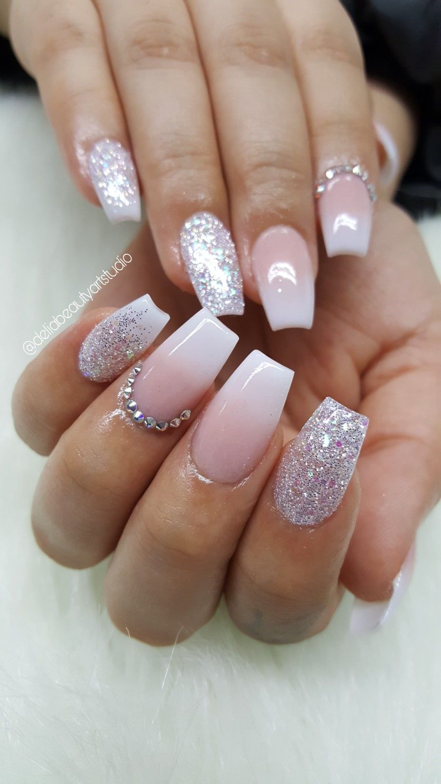 Ombre Acrylic Nails Coffin Shape Pink Glitter Nails Ombre Acrylic Nails Coffin Shape Nails