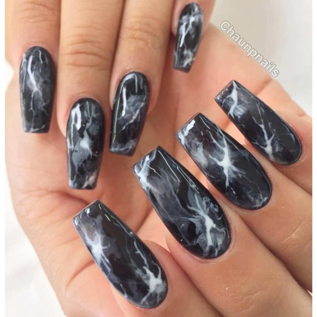 Chaun P On Instagram A Closer Black Smoke Marble Nails Nail Designs Trendy Nails