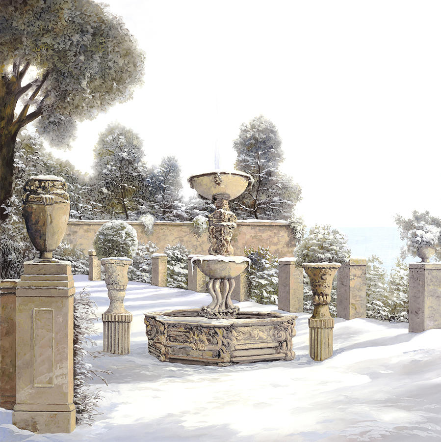 Four Seasons Winter On Lake Como Painting By Guido Borelli